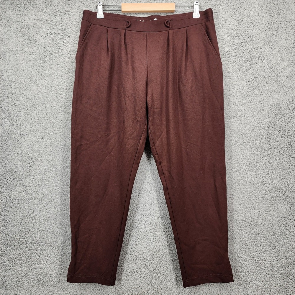 Betabrand Women XL Brown High Waisted Pleated Ankle Pants Stretch Comfort